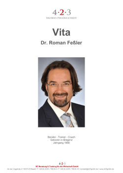 Dr. Roman Feßler - 4·2·3 - Erlebnis Persönlichkeit