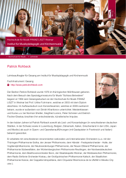 Patrick Rohbeck - Hochschule für Musik FRANZ LISZT Weimar