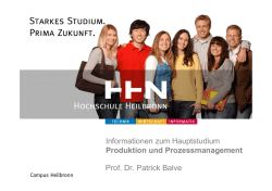 Informationen zum Hauptstudium Produktion und