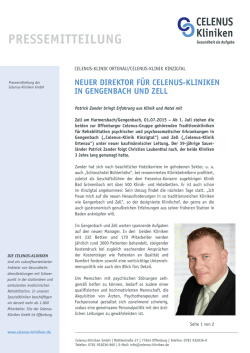 PRESSEMITTEILUNG - Celenus Kliniken