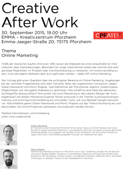 30. September 2015, 19.00 Uhr EMMA – Kreativzentrum Pforzheim