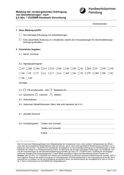 Dienstleistungsanzeige nach § 8 und 7 EU EWR