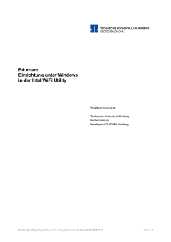 Installation von Eduroam mit der Intel WiFi Utility