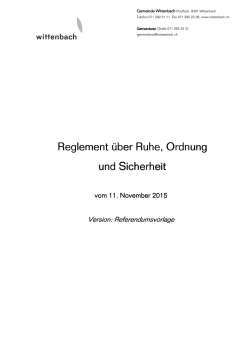 Reglement Ruhe Ordnung und Sicherheit