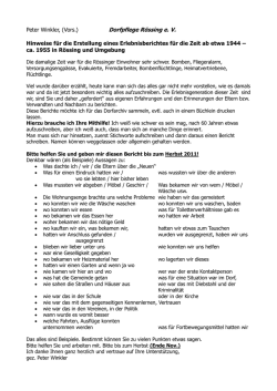 Peter Winkler, (Vors.) Dorfpflege Rössing e. V. Hinweise für die