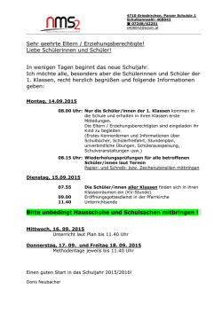 INFO Schulbeginn