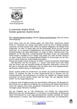 in memoriam Sophie Scholl Sch&uuml;ler gedenken Sophie Scholl