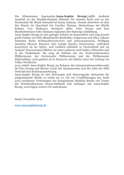 Die Sopranistin Anna Sophie Brosig studierte zun&auml;chst bei Prof