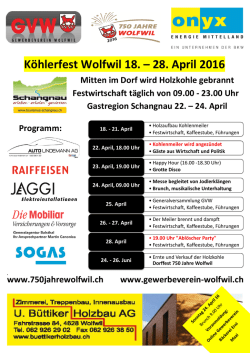 Köhlerfest Wolfwil 18. – 28. April 2016