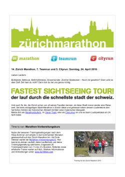 14. Zürich Marathon, 7. Teamrun und 5. Cityrun: Sonntag, 24. April