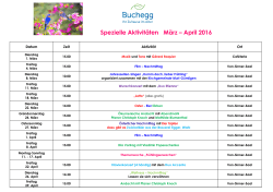 Spezielle Aktivitäten März – April 2016