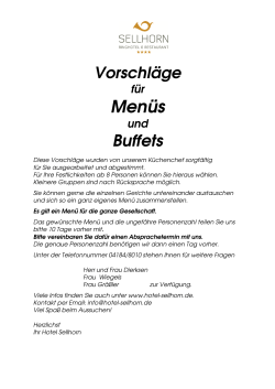 Menü- Buffetvorschläge 15.April