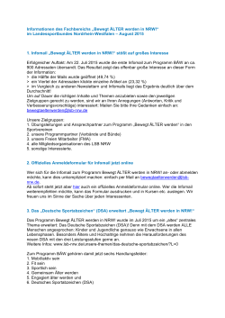 Infomail August 2015 Bewegt &Auml;LTER werden in NRW!