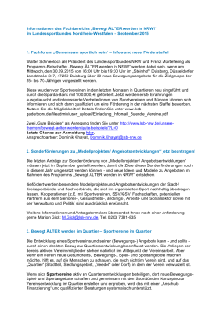 Infomail September 2015 Bewegt ÄLTER werden in NRW!