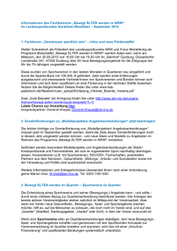 Infomail September 2015 Bewegt &Auml;LTER werden in NRW!