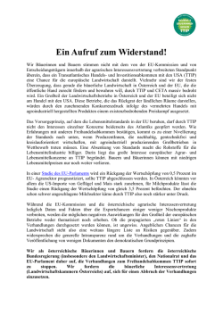 Ein Aufruf zum Widerstand! - Bauern und B&auml;uerinnen gegen TTIP