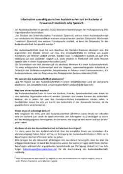 Information zum obligatorischen Auslandsaufenthalt im Bachelor of