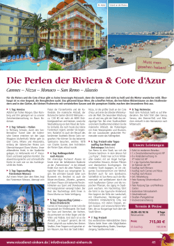 Die Perlen der Riviera & Cote d`Azur - reisedienst