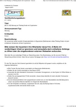 [BC15-192] Warnung vor Phishing Emails mit Cryptolocker