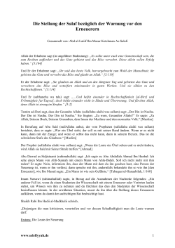 Die Stellung der Salaf bez&uuml;glich der Warnung vor den Erneuerern