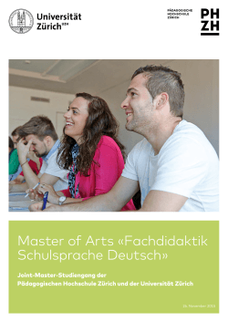 Master of Arts «Fachdidaktik Schulsprache Deutsch