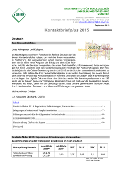 Kontaktbriefplus Deutsch 2015 - ISB