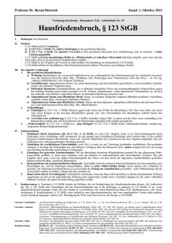 Hausfriedensbruch, &sect; 123 StGB