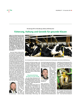 F&uuml;tterung, Haltung und Genetik f&uuml;r gesunde Klauen