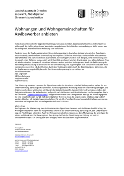 Wohnungen und Wohngemeinschaften f&uuml;r Asylbewerber anbieten