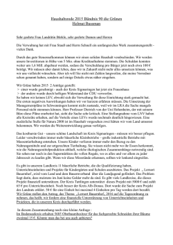 Haushaltsrede Gr&uuml;ne - Landkreis Sigmaringen