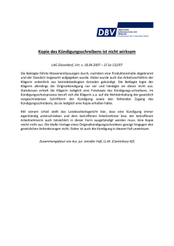 Kopie des Kündigungsschreibens ist nicht wirksam