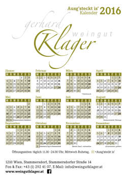 Ausg`steckt is` Kalender 2016