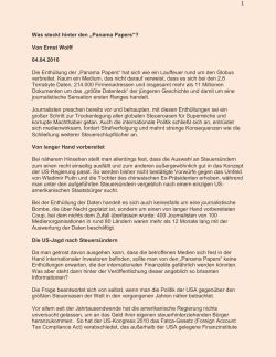 1 Was steckt hinter den „Panama Papers“? Von Ernst Wolff 04.04