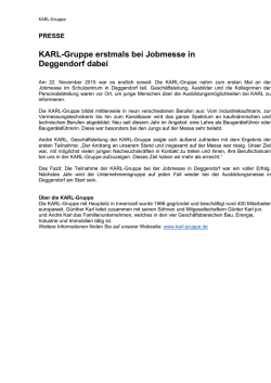 Pressemitteilung Ausbildungsmesse - KARL