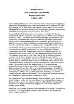 Hannes Androsch Abschiedsworte f&uuml;r Karl Lausecker Wiener