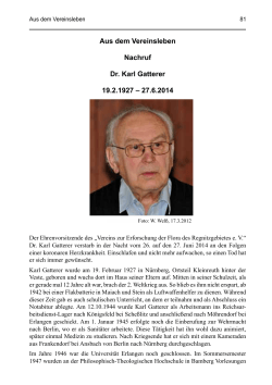 Nachruf Dr. Karl Gatterer - VEREIN zur Erforschung der FLORA des