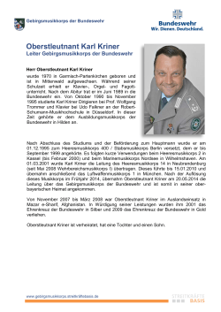 Vita Oberstleutnant Karl Kriner, Leiter des Gebirgsmusikkorps der