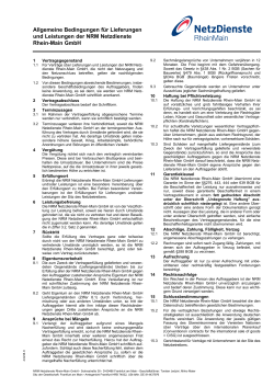 Allgemeine Bedingungen für Lieferungen und Leistungen der NRM