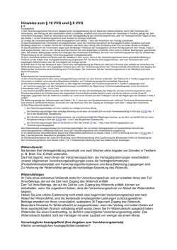 Hinweise zum &sect; 19 VVG und &sect; 8 VVG