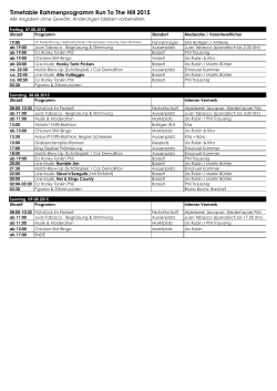 Timetable Programm 2015