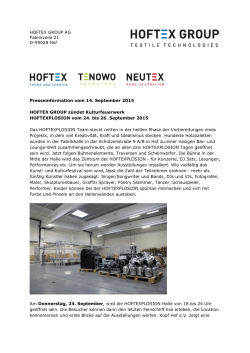 HOFTEX GROUP AG Fabrikzeile 21 D-95028 Hof Presseinformation