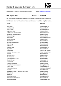 Der Ingo-Taler Stand: 31.03.2016 - Handel & Gewerbe St. Ingbert eV