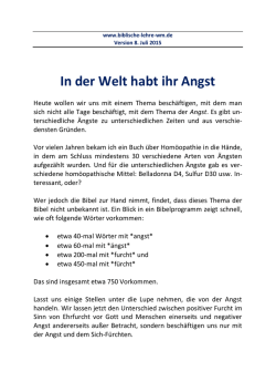 In der Welt habt ihr Angst