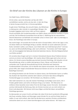 Ein Brief von der Kirche des Libanon an die Kirche in Europa