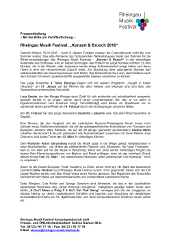 Rheingau Musik Festival: „Konzert & Brunch 2016“