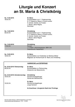 Hier geht`s zu einer &Uuml;bersicht &uuml;ber Konzerte und Liturgie