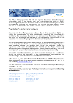 Inserat Teamleiter Unterhaltsreinigung definitiv 06.11.15
