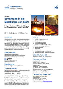 Einf&uuml;hrung in die Metallurgie von Stahl