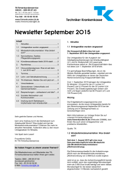 Newsletter September 2015