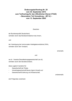 Änderungstarifvertrag Nr. 20 vom 30. September 2015 zum